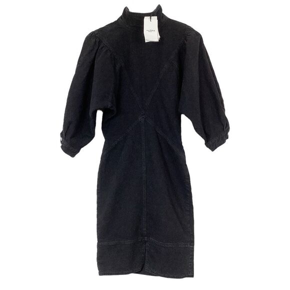 ISABEL MARANT ETOILE Size 34 (US XS) NWT Laure Robe Dress Faded Black Denim Gray - Picture 3 of 16